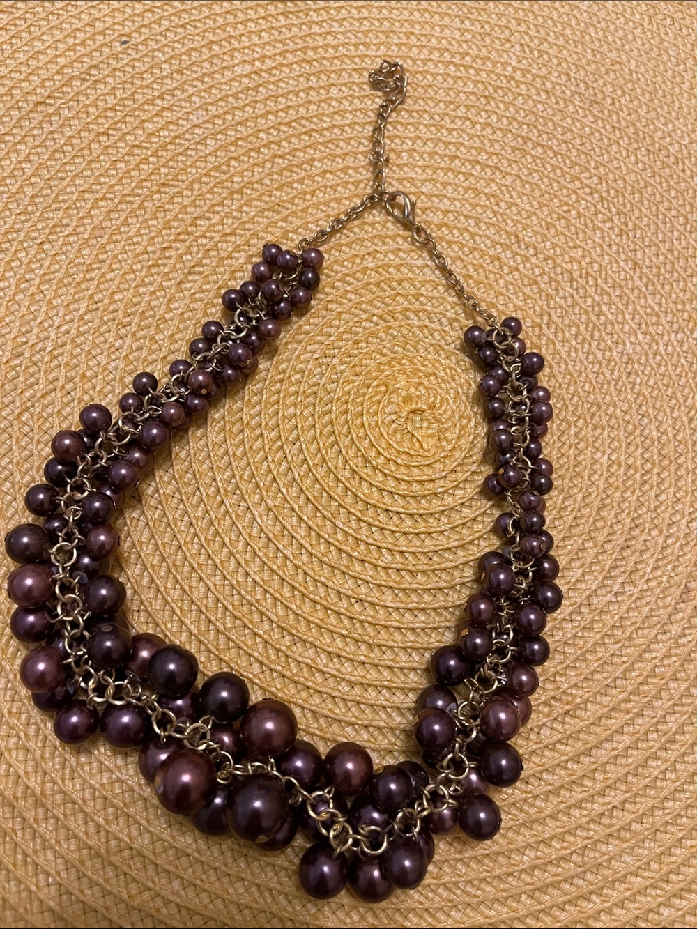 Purple Beaded Statement Necklace - Unbranded